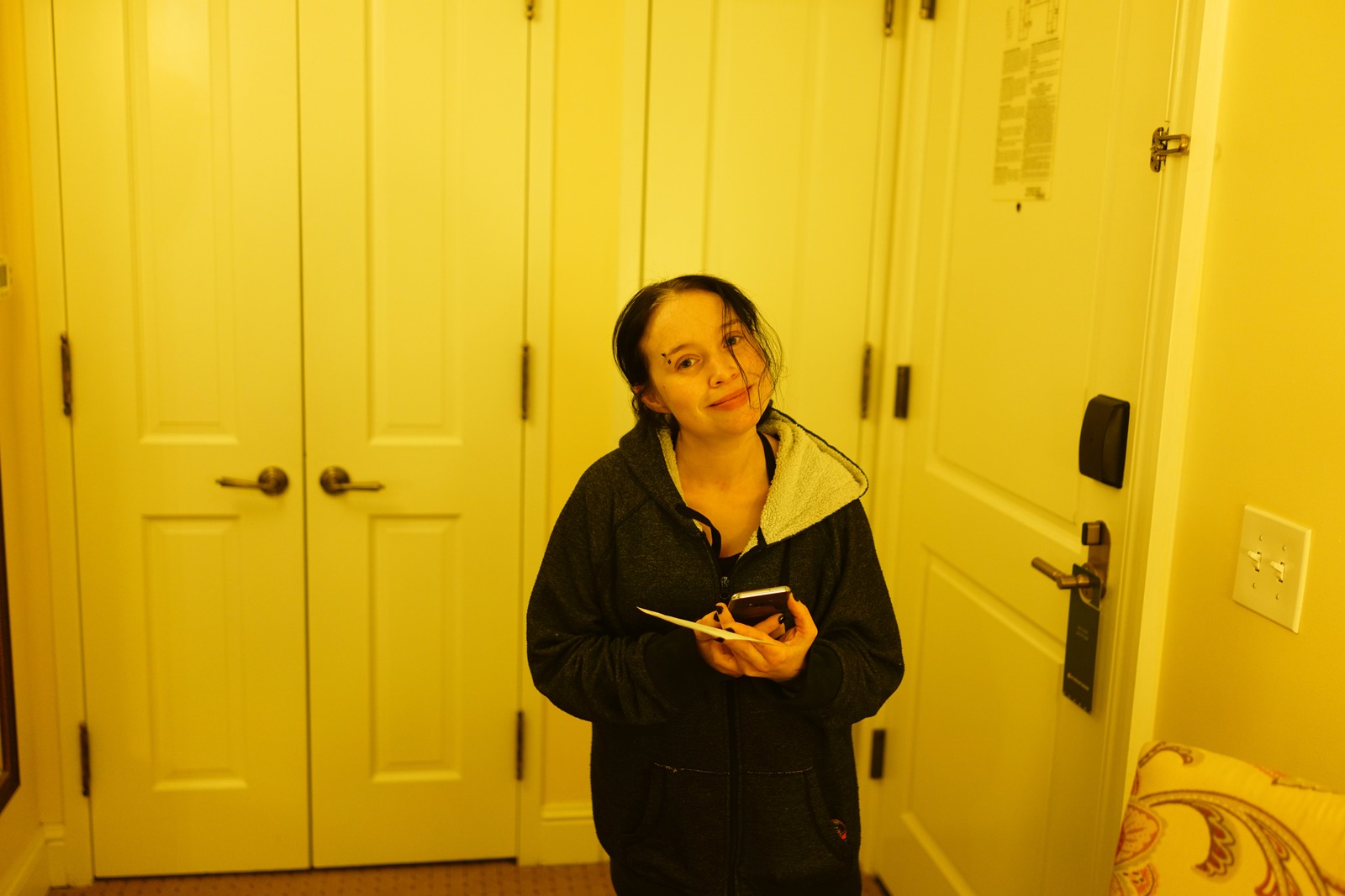 Candid Moment in a Hotel Room