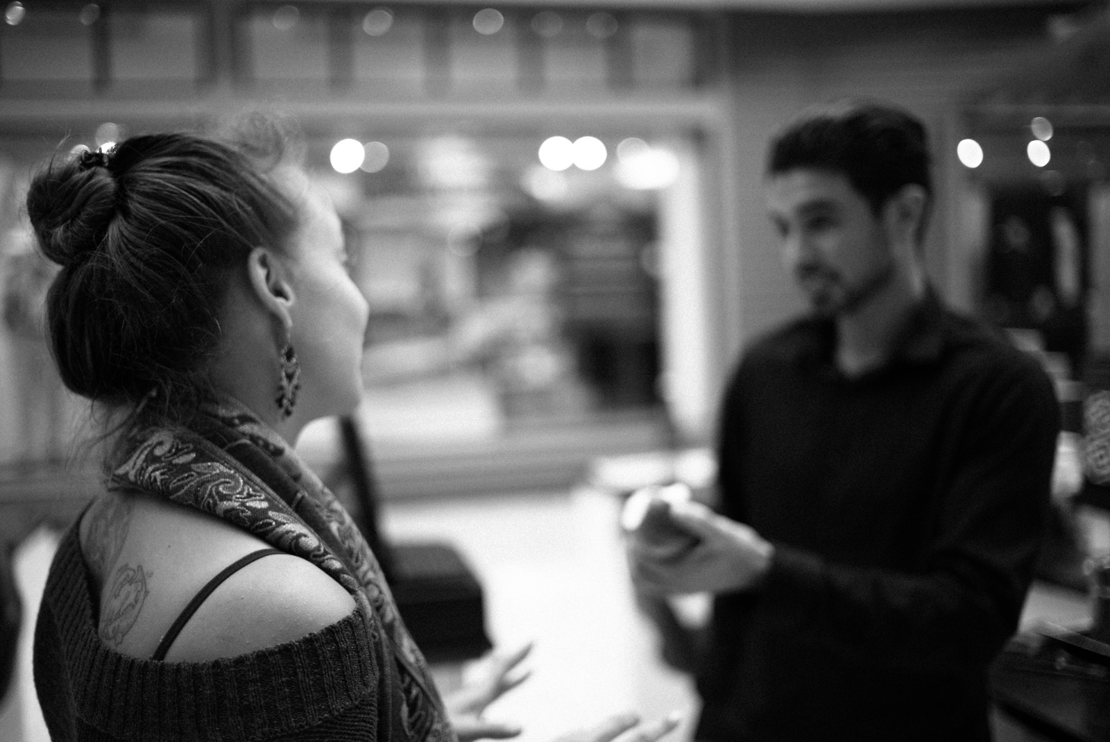 Intimate Conversation in Monochrome