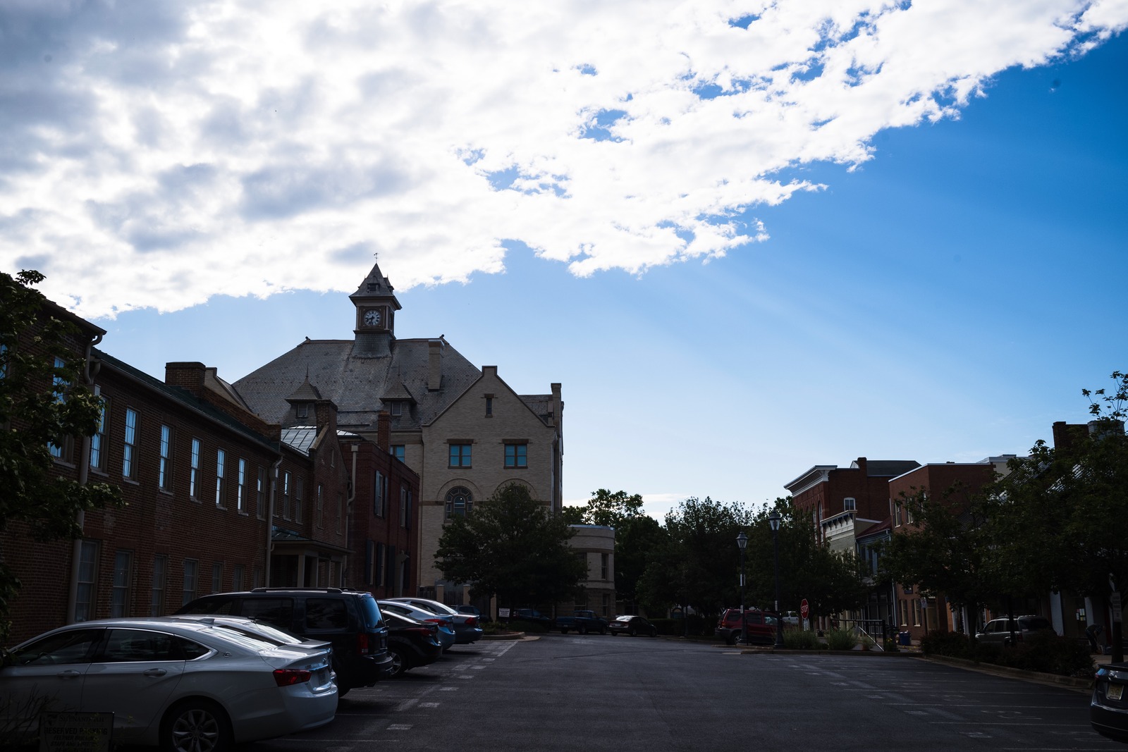 Quiet Town Under Cloudy Skies