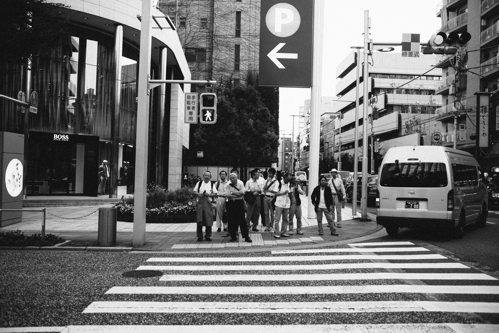 Urban Crossing in Monochrome