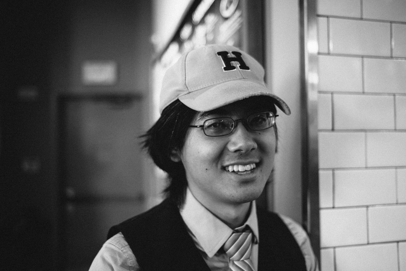 Casual Smile in Monochrome