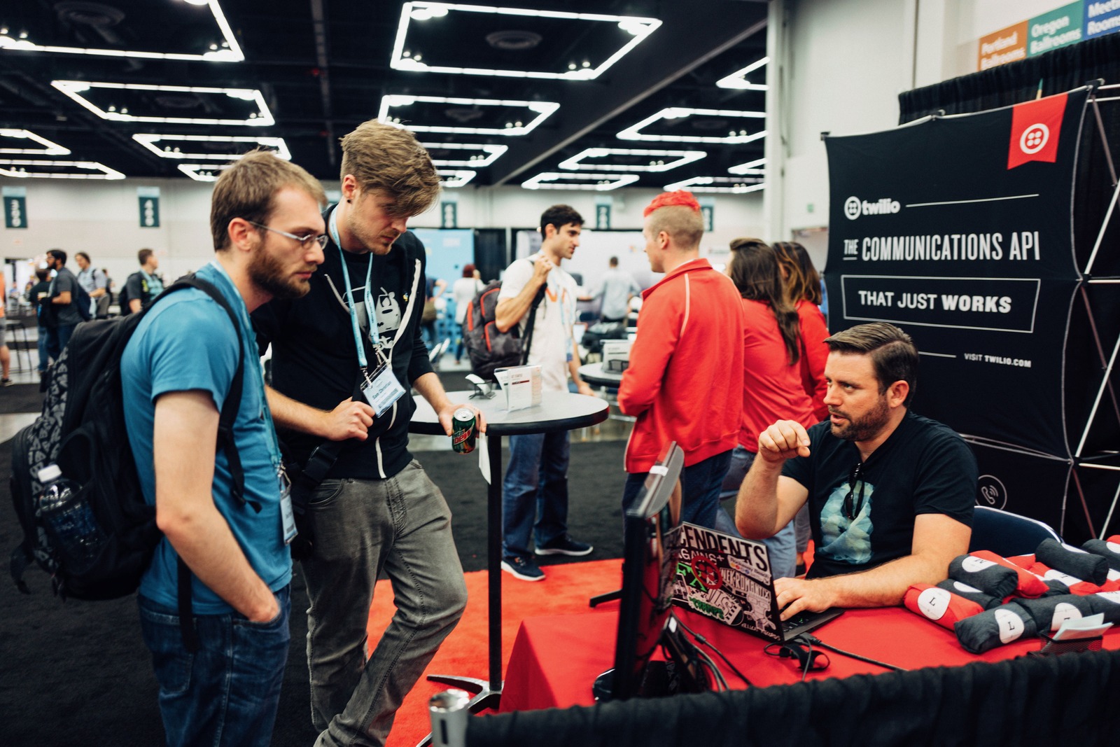 Engaged at a Technology Expo