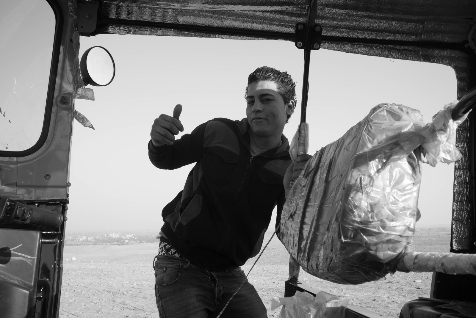 Joyful Gesture in Monochrome