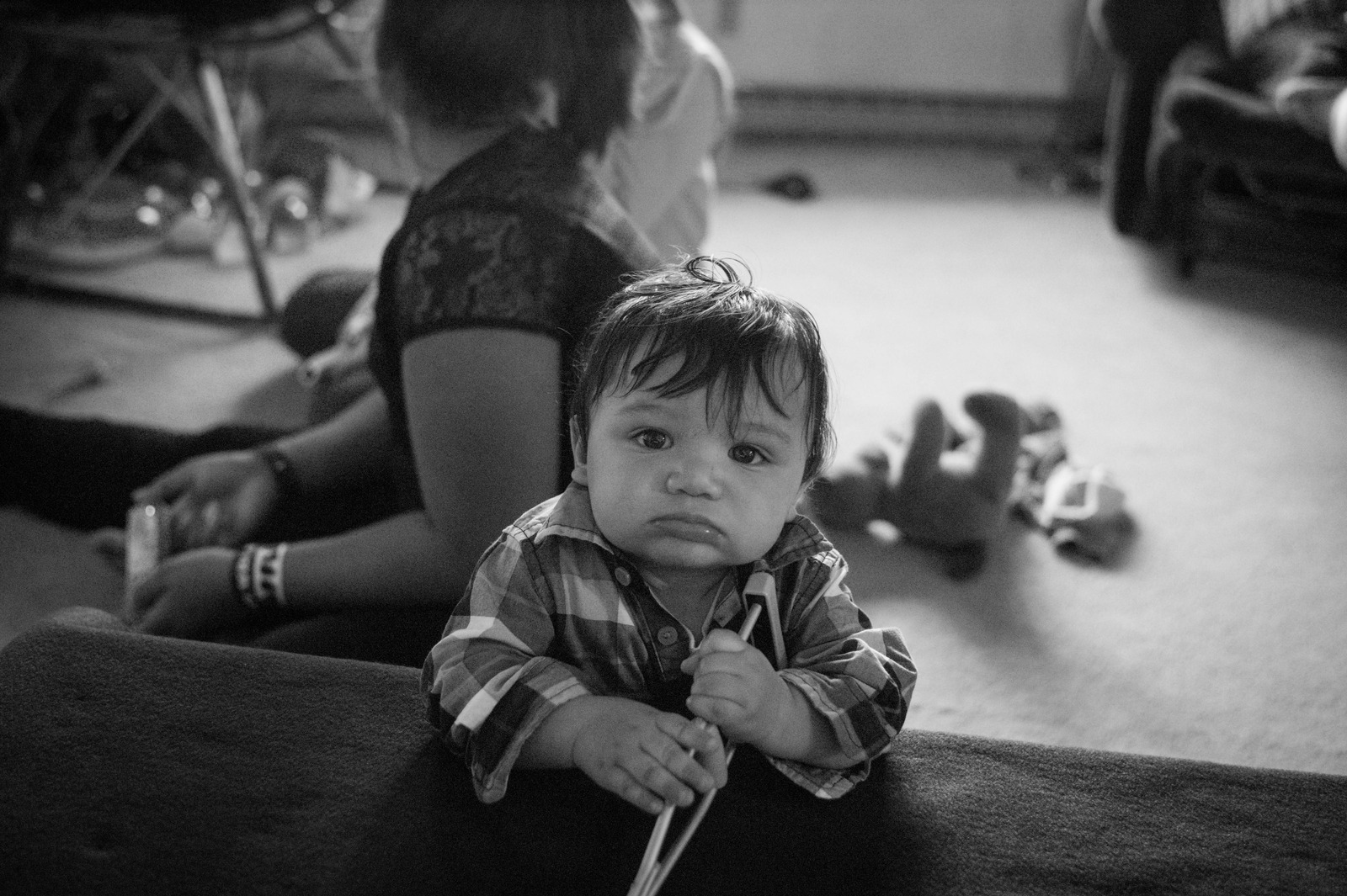 Pensive Child in Monochrome