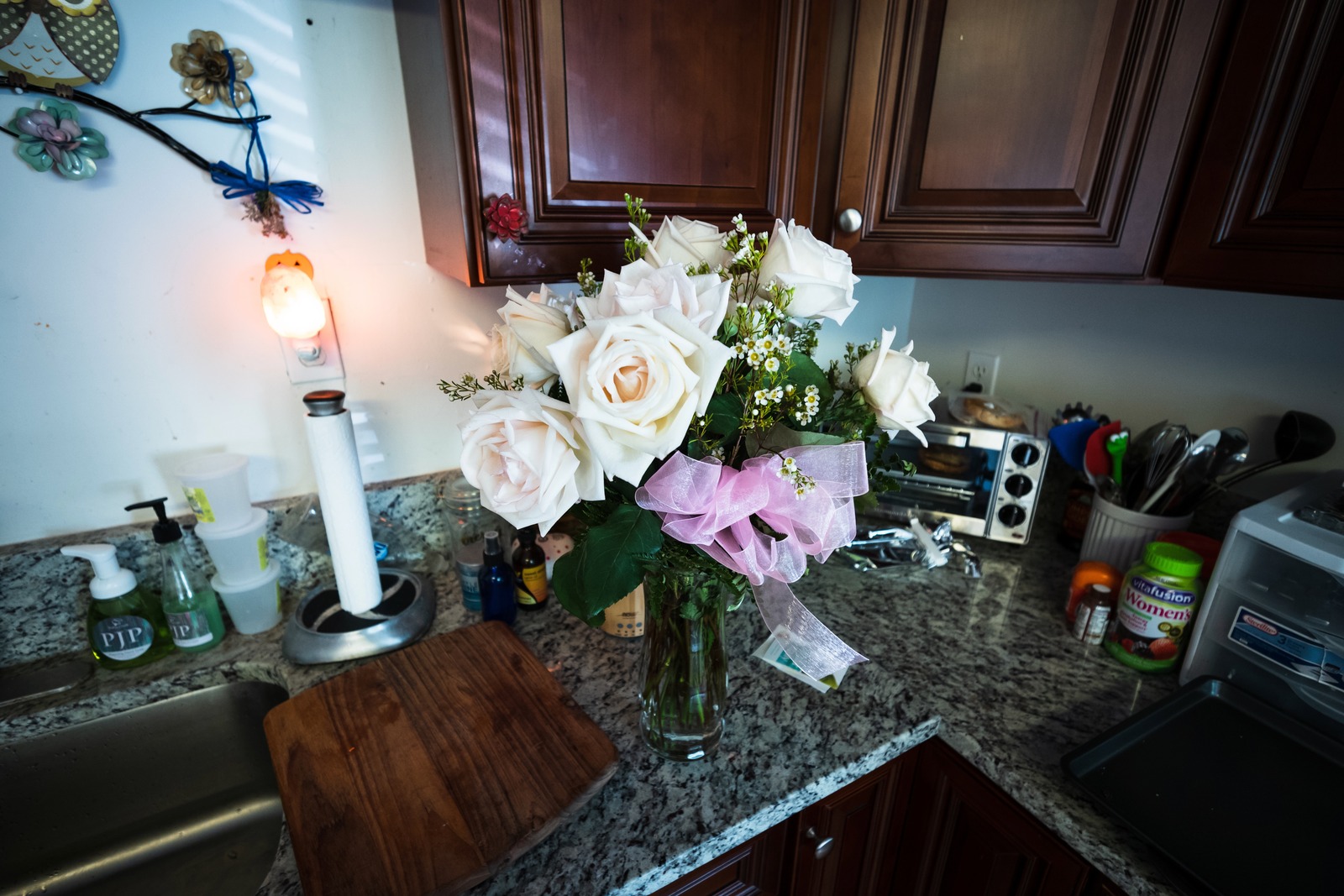 Floral Serenity in a Busy Kitchen