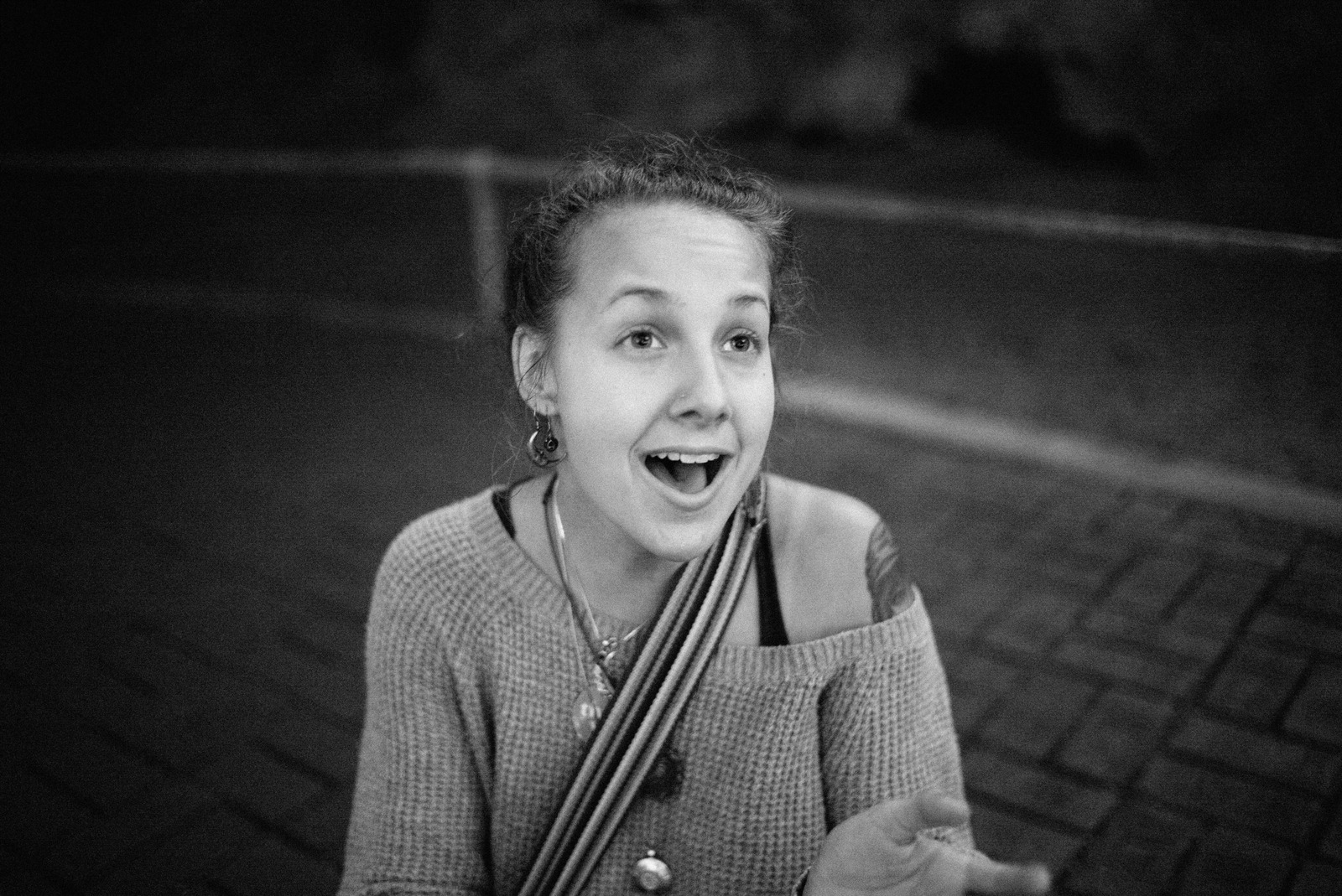 Joyful Expression in Monochrome