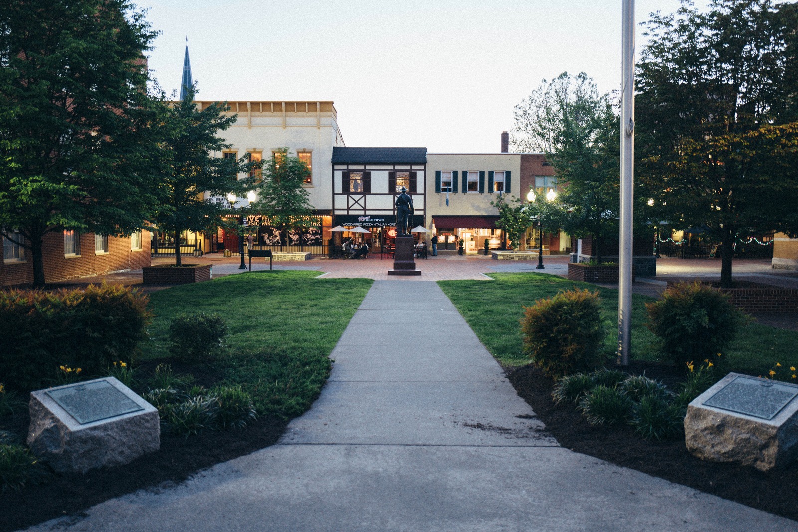 Evening Stroll in Town Square