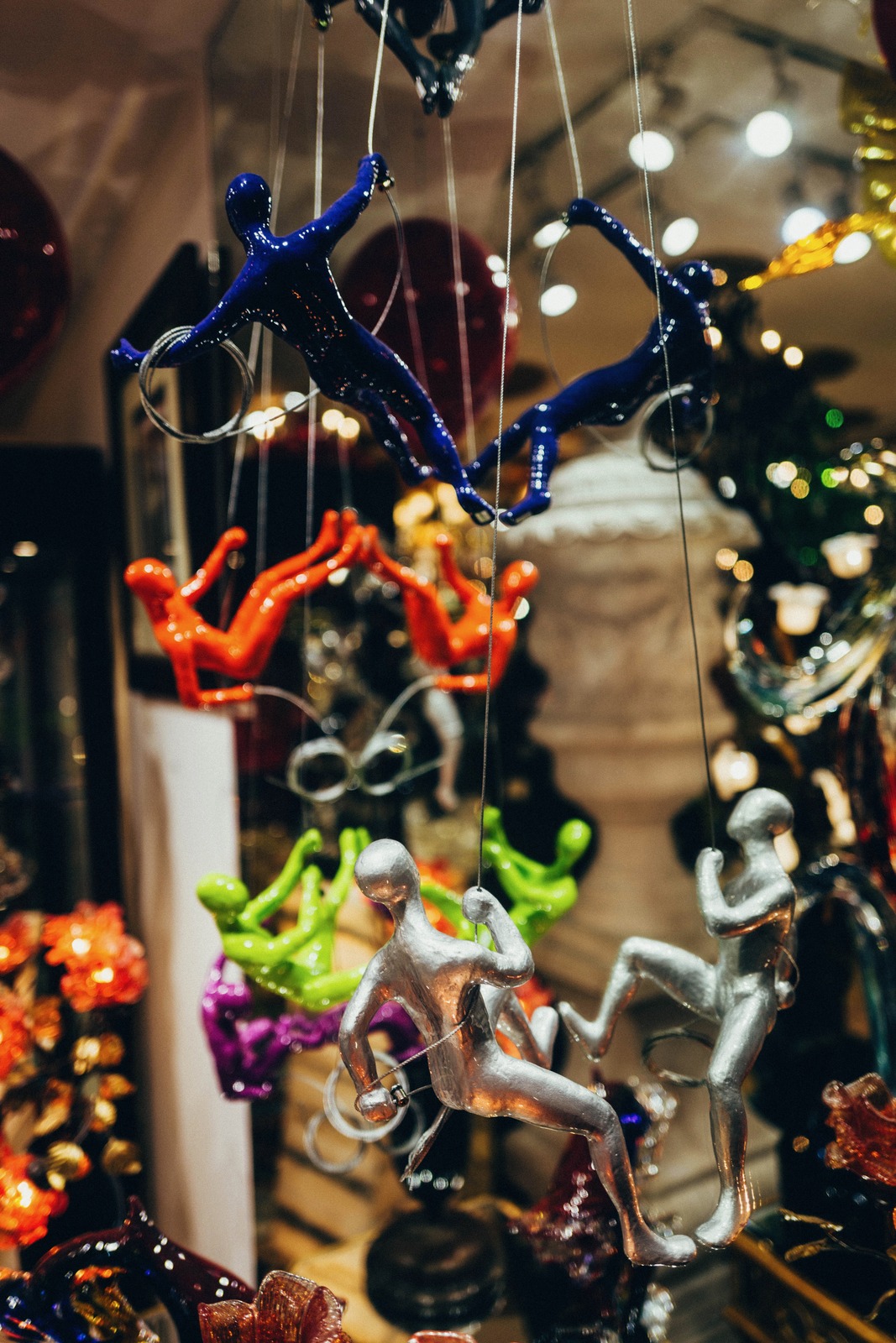 Colorful Glass Figurines in Motion