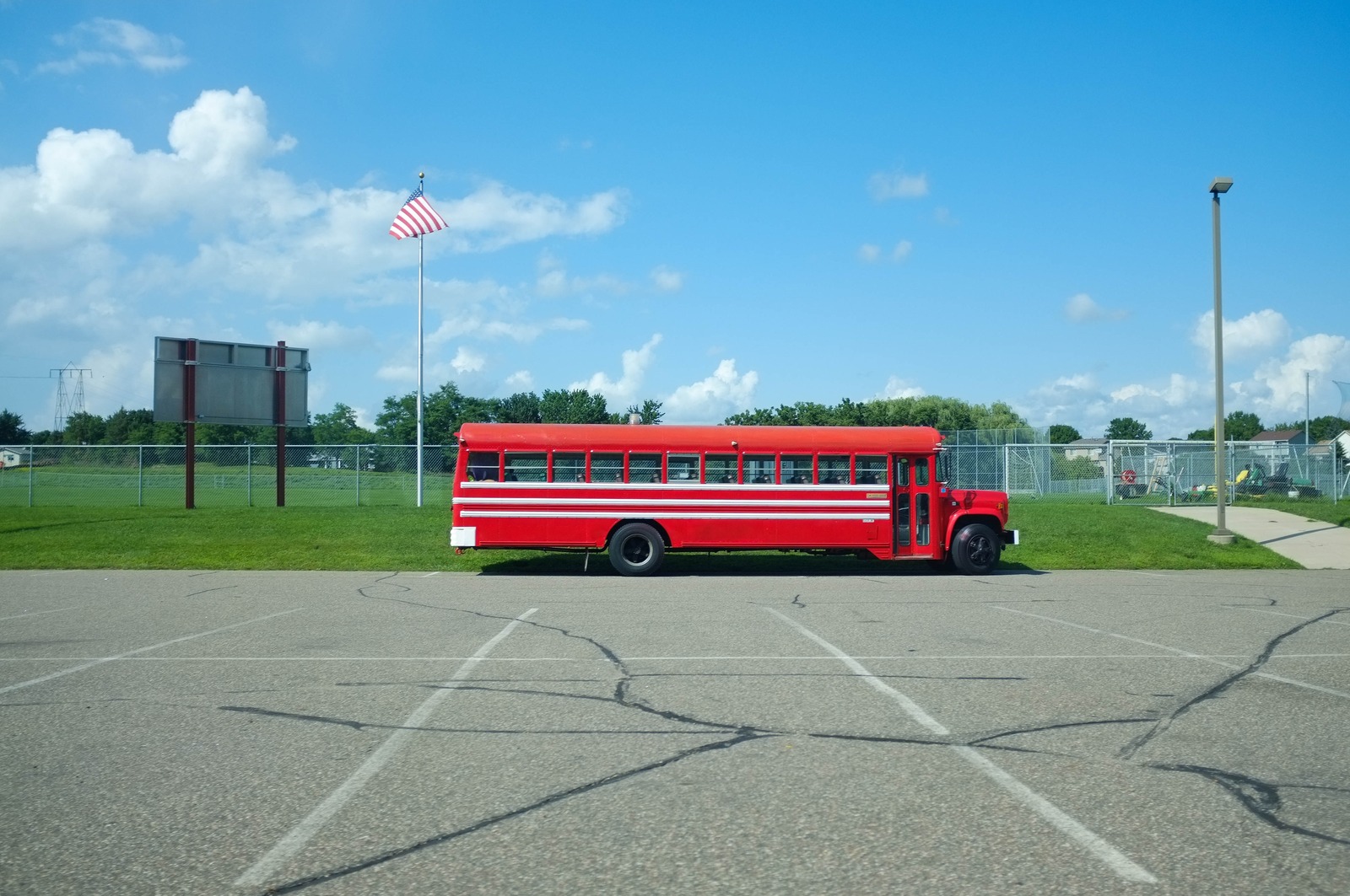 Vivid Bus Against Blue Skies