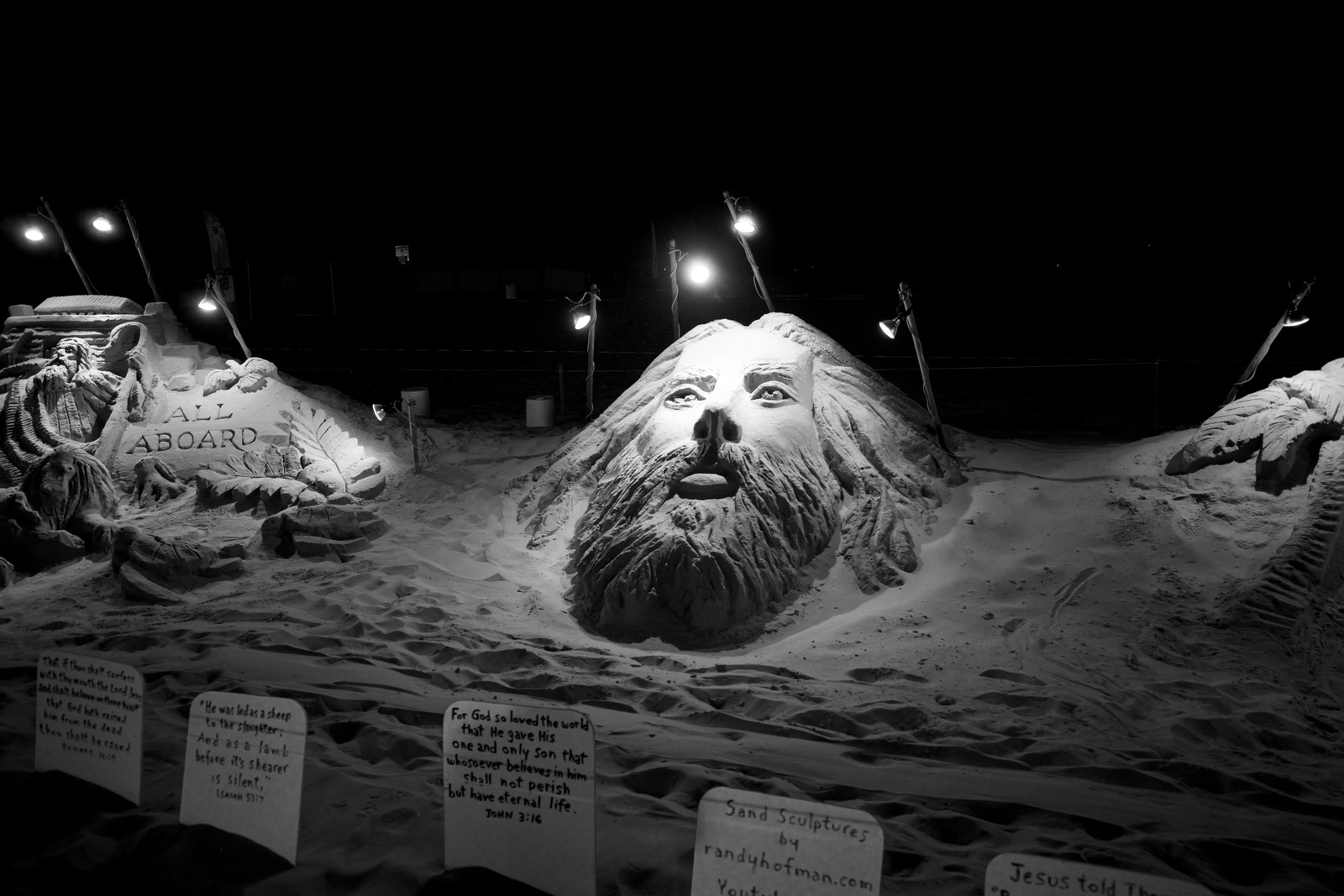 Ethereal Sand Sculptures at Night