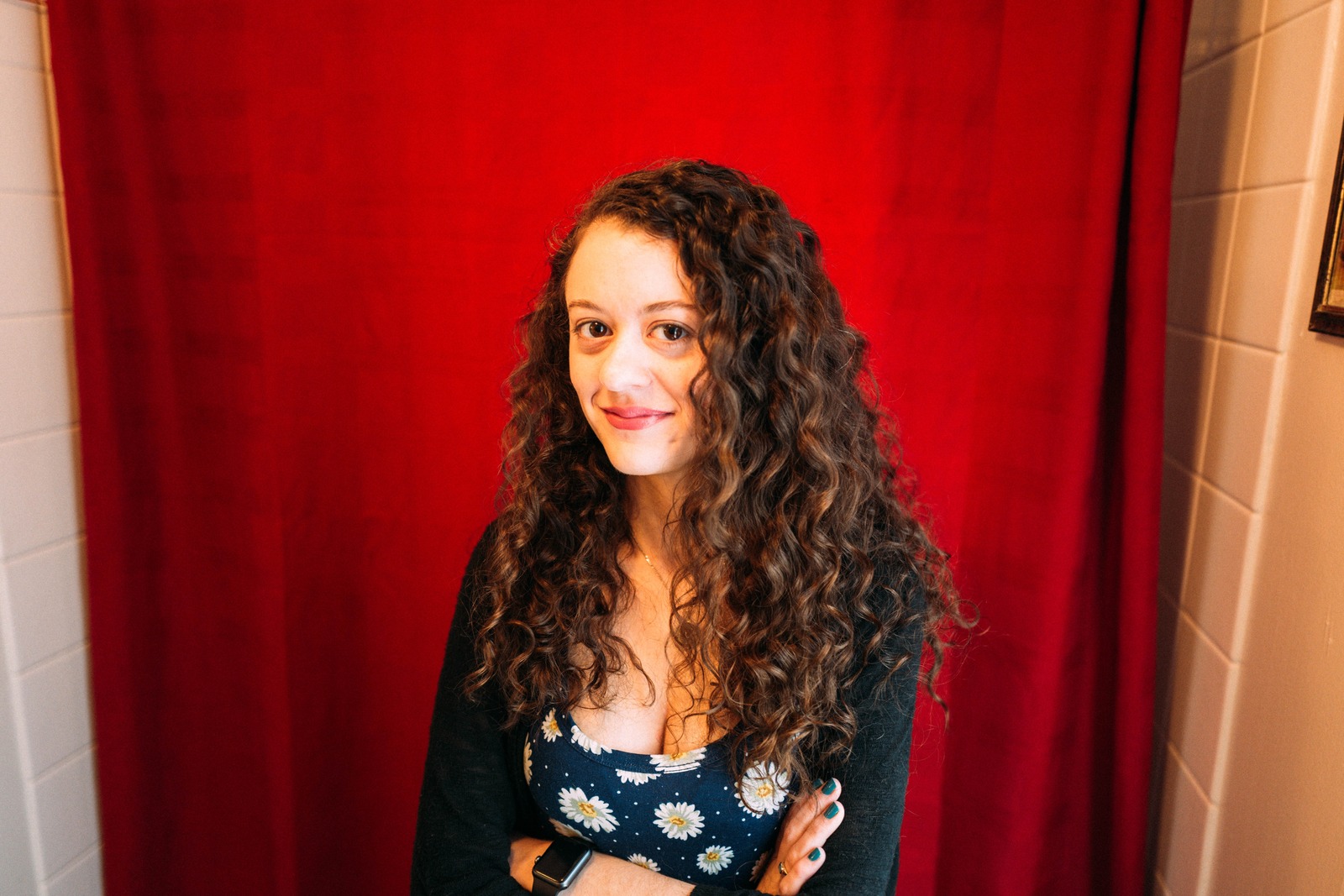 Warm Smile Against Red