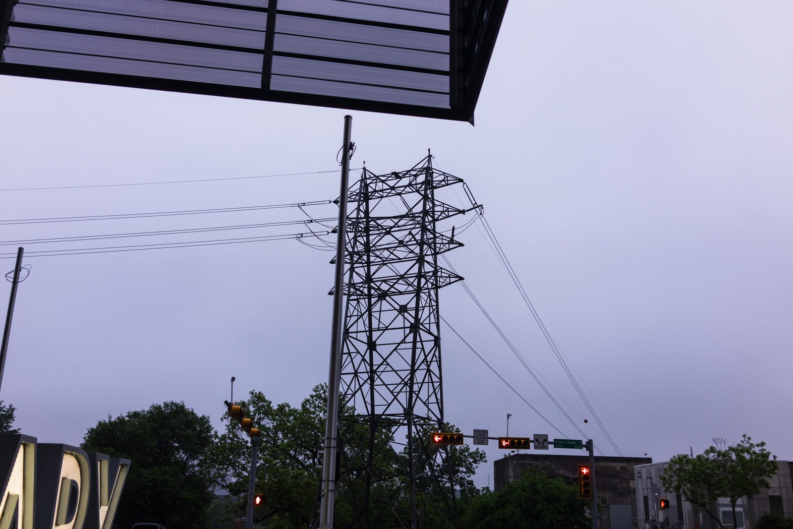 Urban Power Lines at Dusk