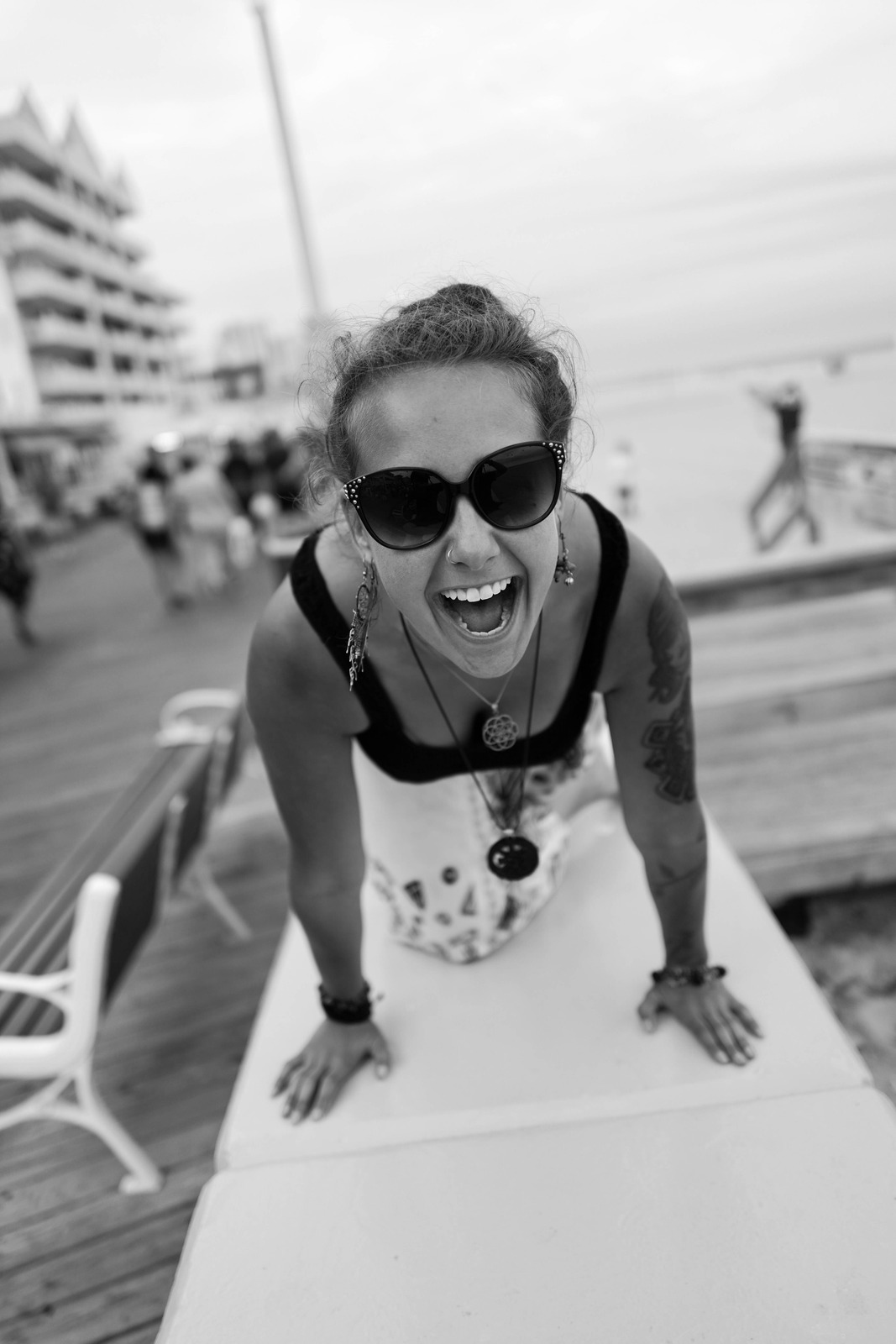 Joyful Moment by the Shore