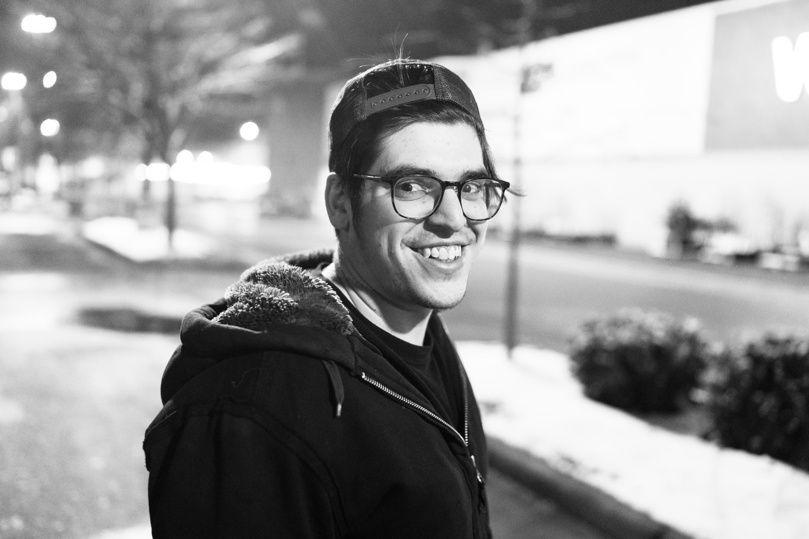 Smiling Youth in Nightlight