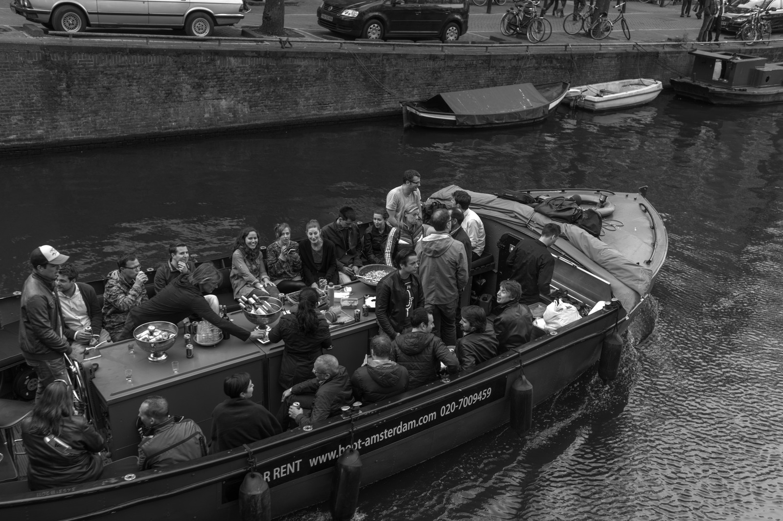 Canal Gathering in Black and White