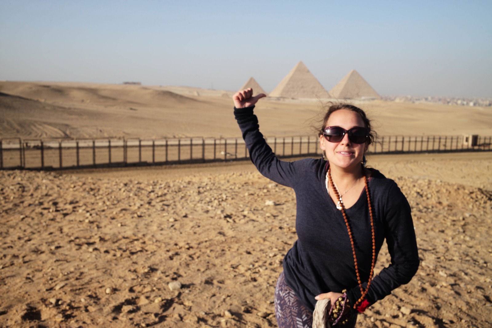 Joyful Moment at the Pyramids