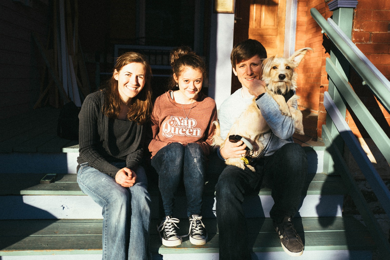 Sunlit Moments on the Steps