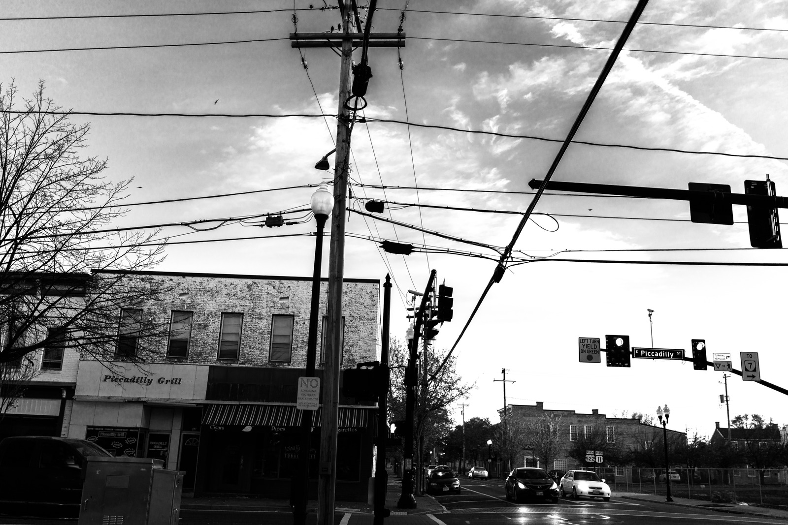 Urban Intersection in Monochrome