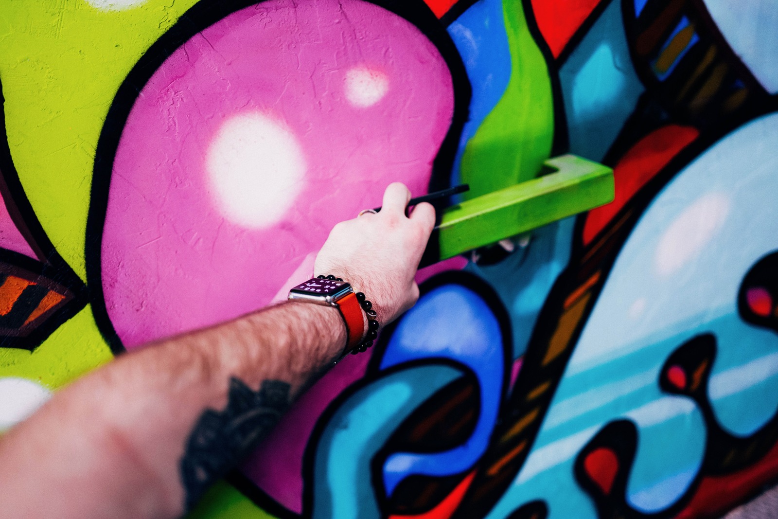 Vibrant Street Art Interaction