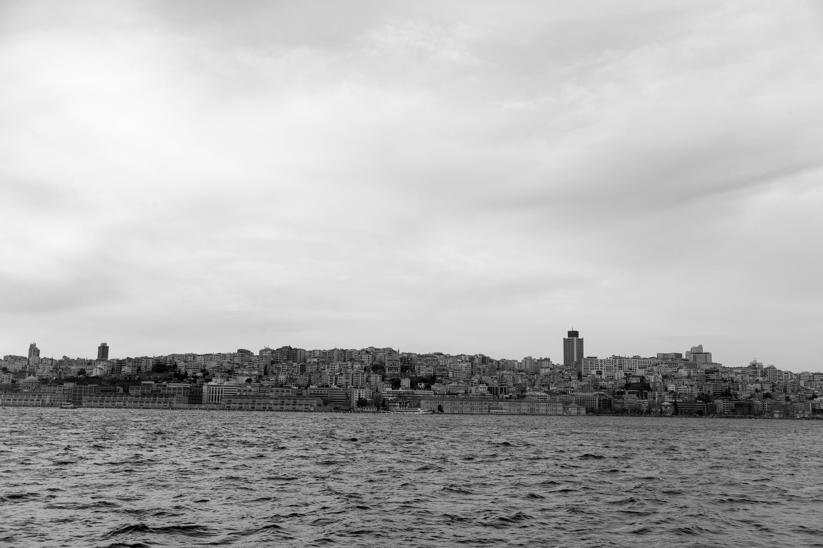 Coastal Cityscape in Monochrome