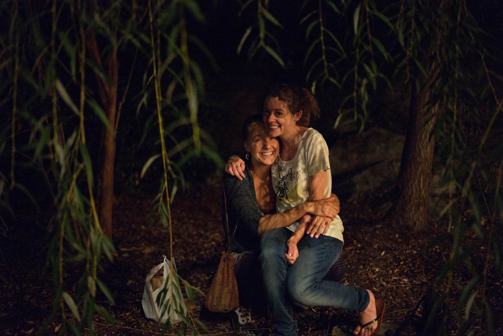 Joyful Embrace Under the Willow