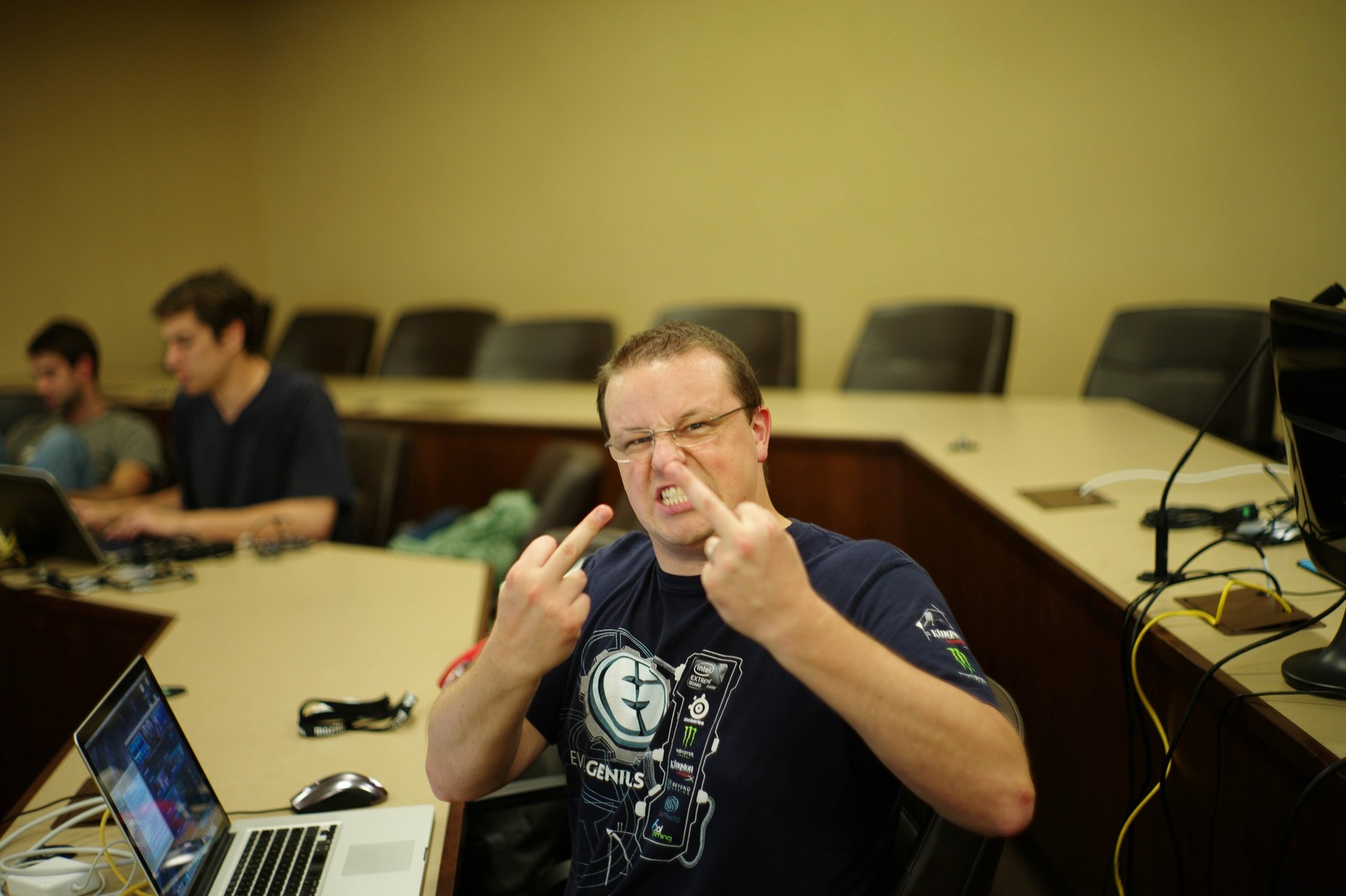 Defiant Expression in a Study Room