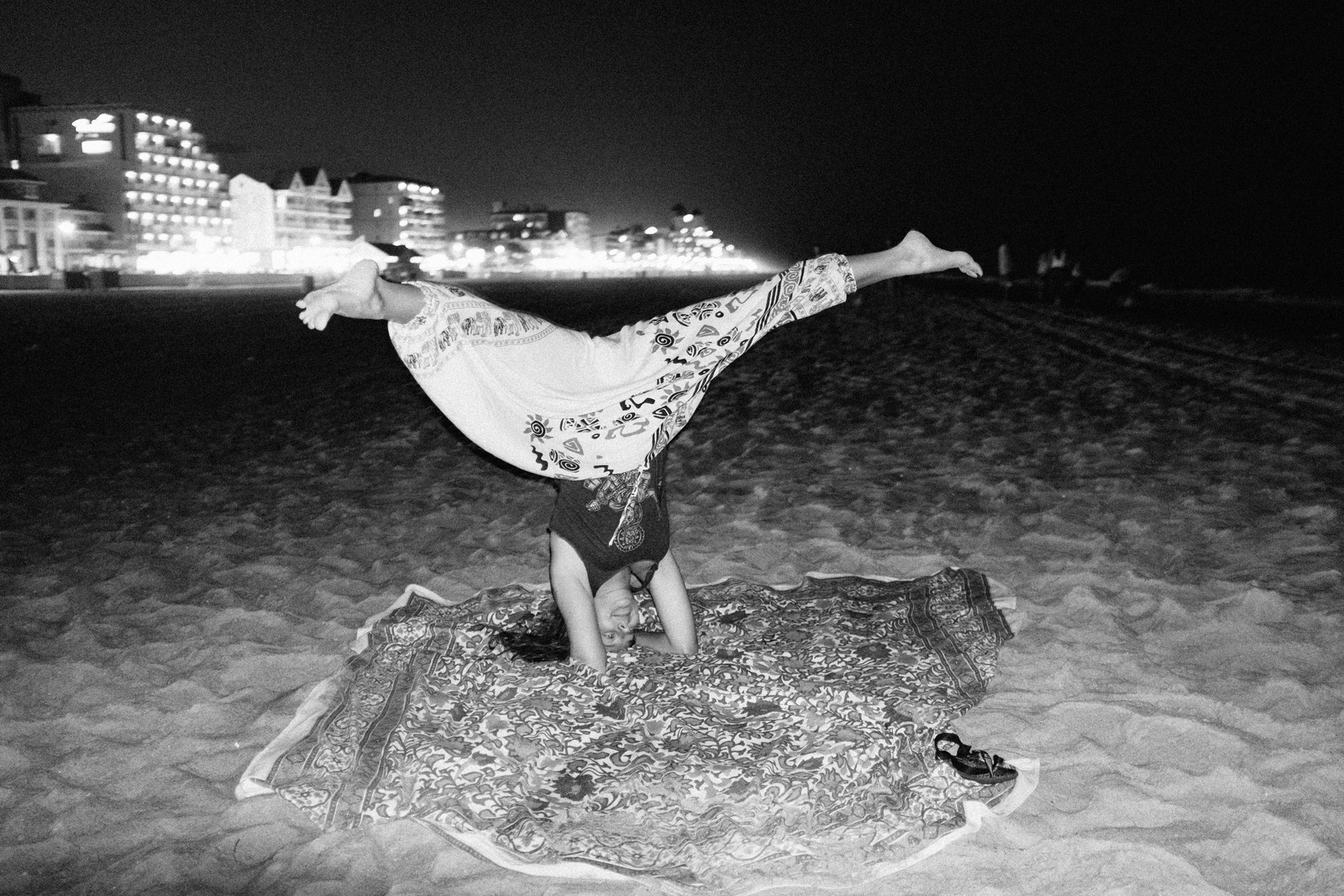Nighttime Beach Yoga