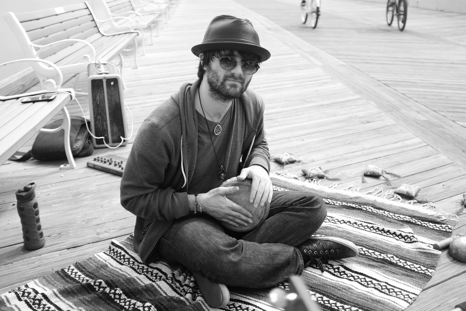 Melancholic Musician on the Boardwalk