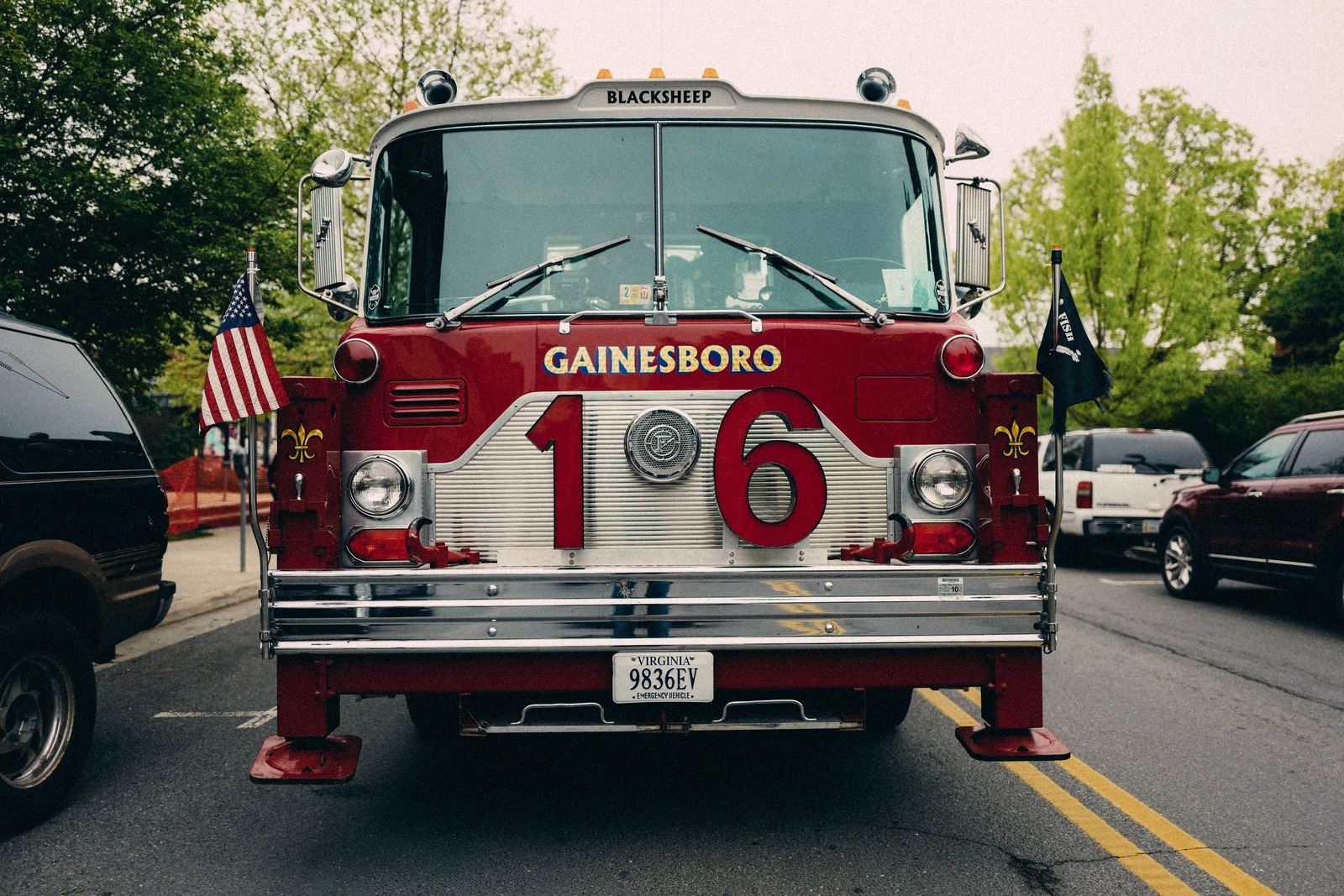 Red Engine in Urban Scene