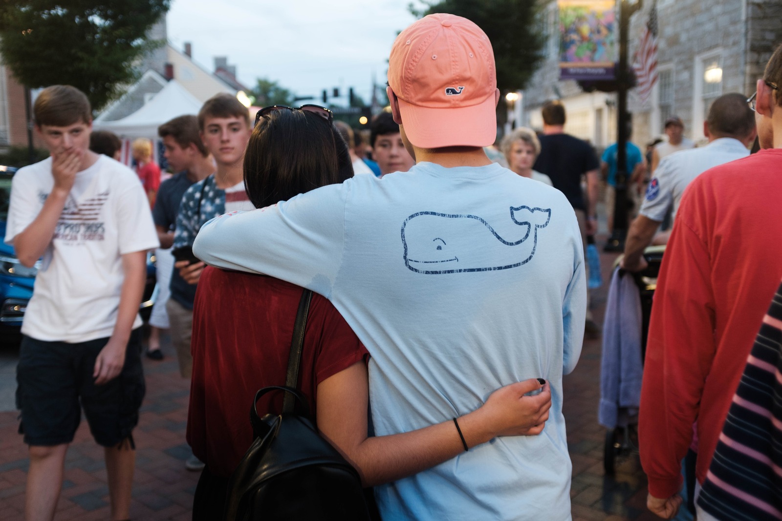 Embrace in a Crowded Street