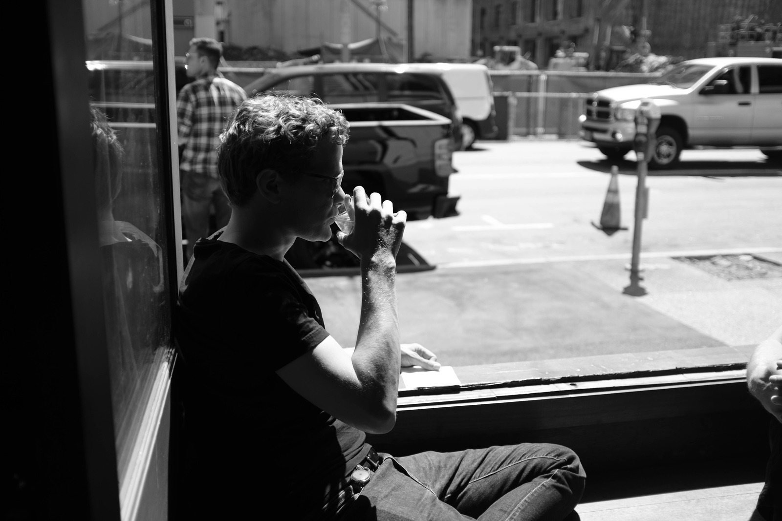 Contemplative Moment in Black and White