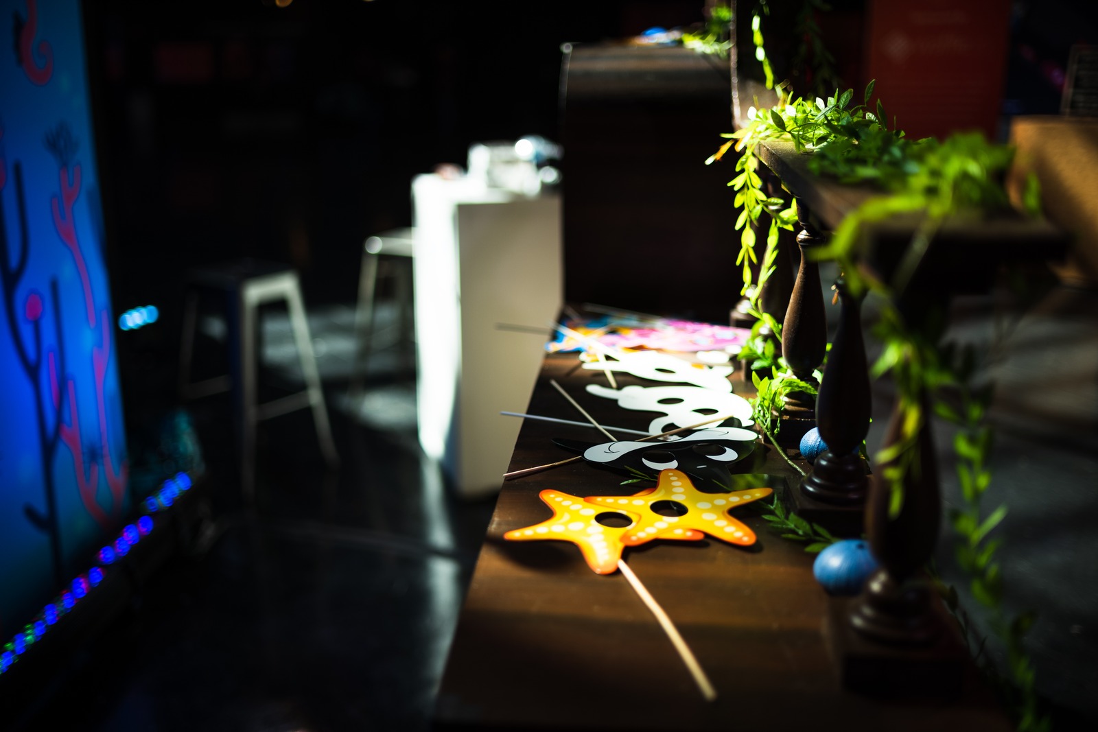 Masks on a Rustic Table
