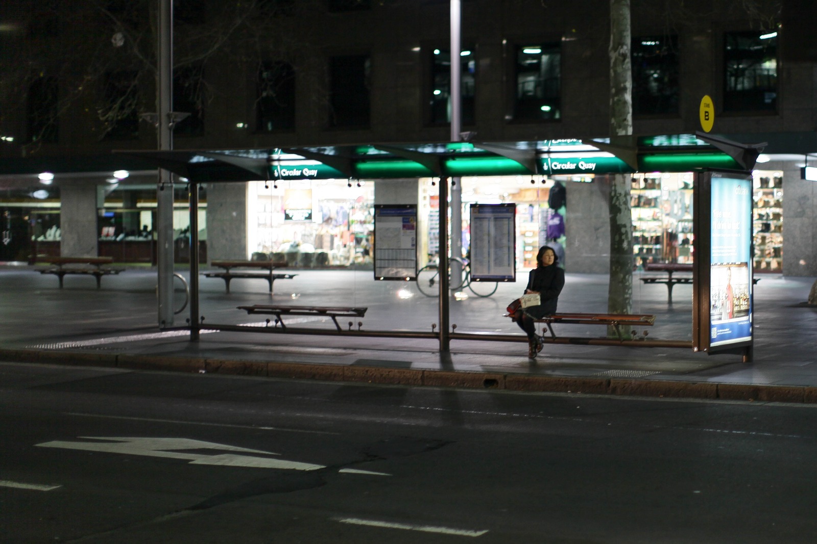 Solitary Night at the Bus Stop