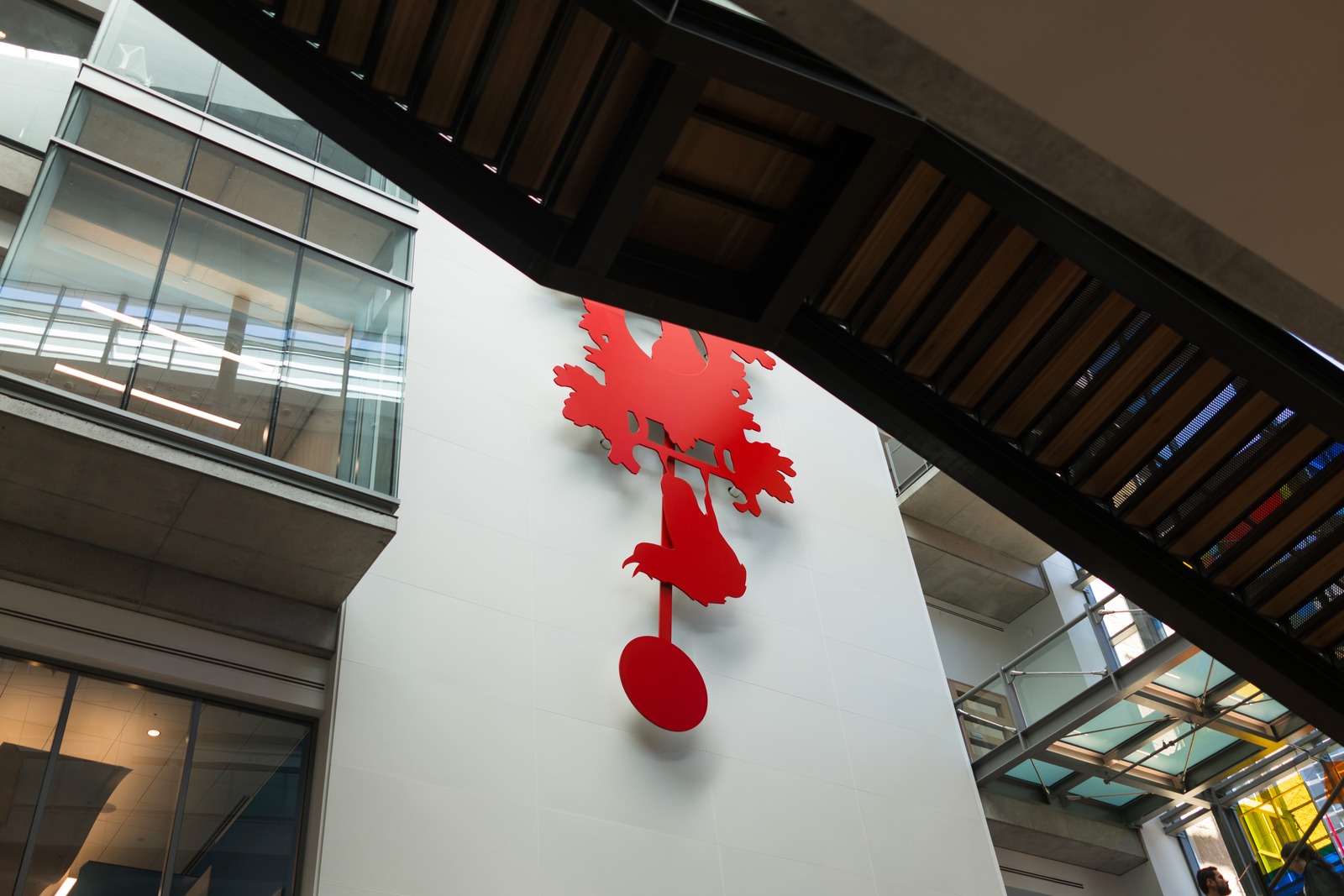 Red Emblem in Modern Space