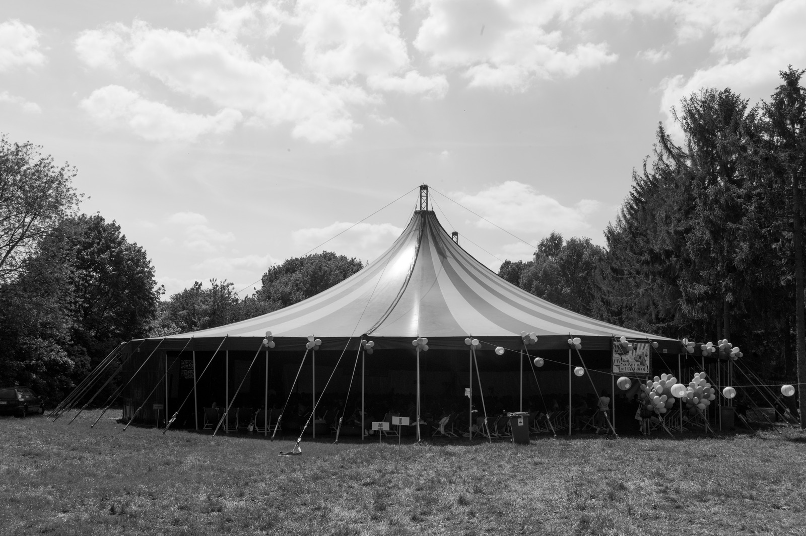 Circus Tent Under Cloudy Skies