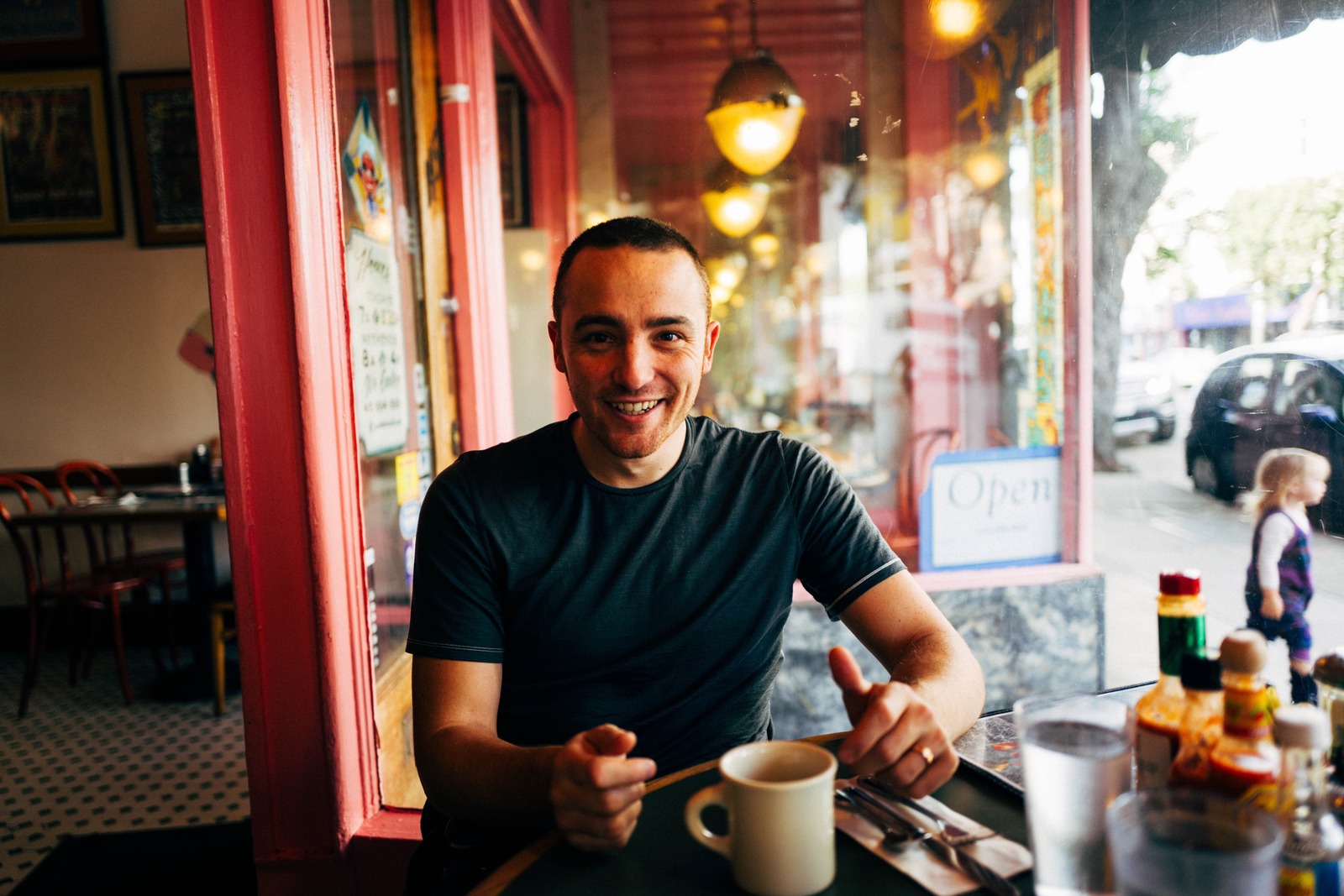 Joyful Moment at a Café