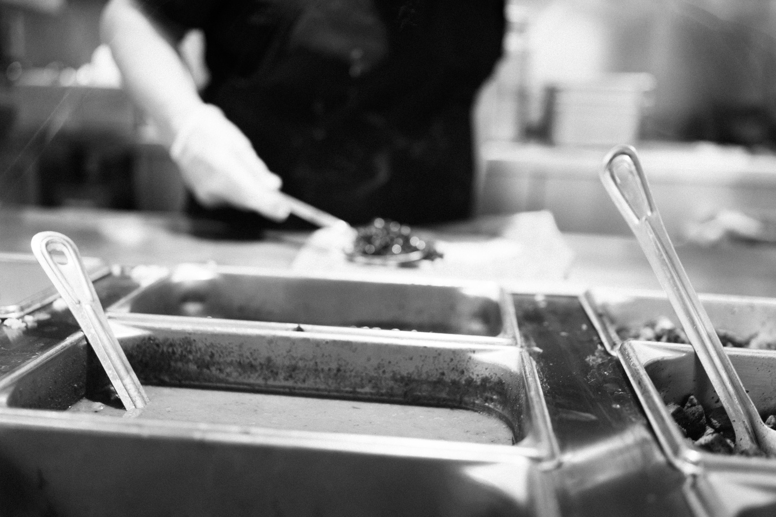 Culinary Preparation in Monochrome