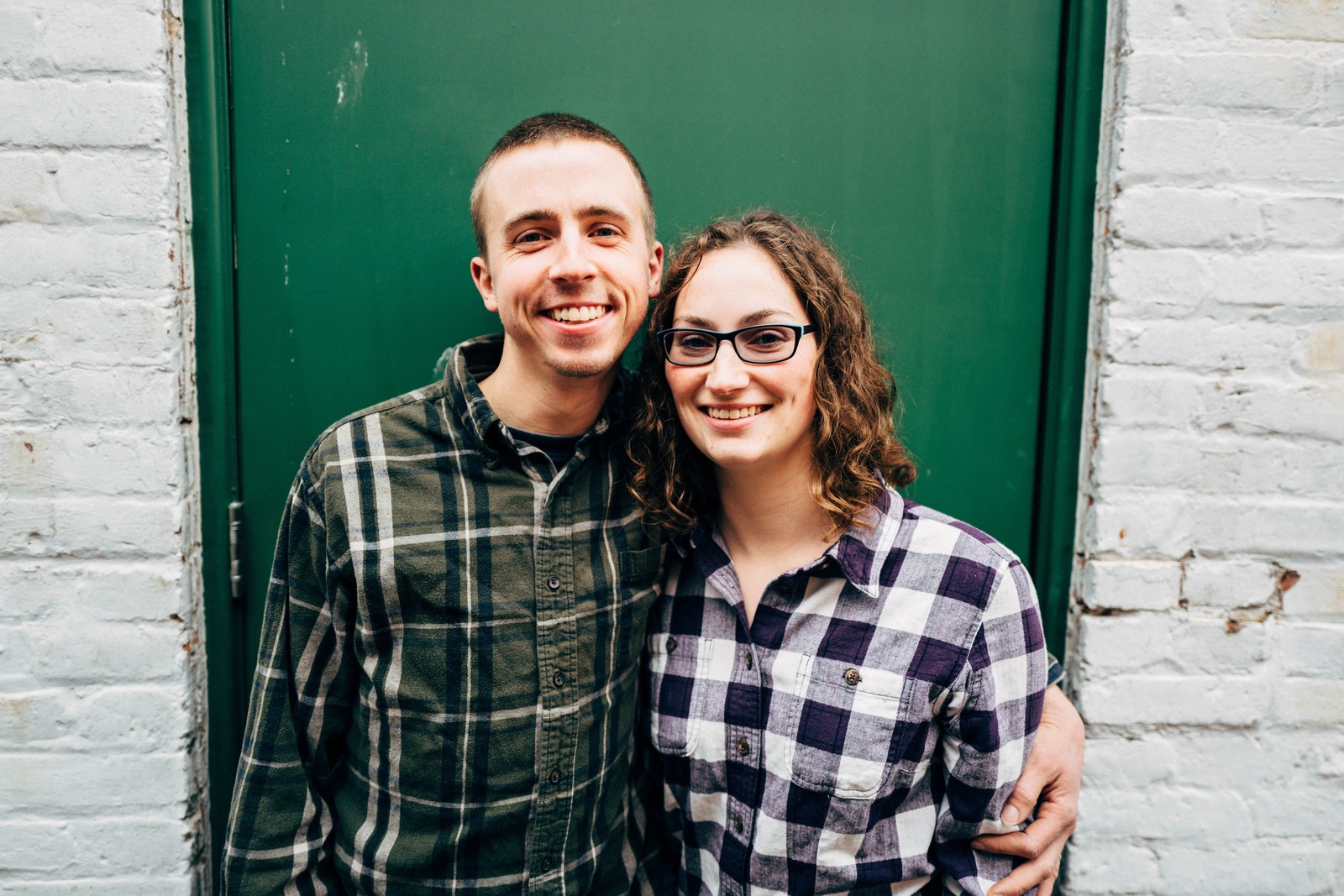 Warm Smiles Against Green