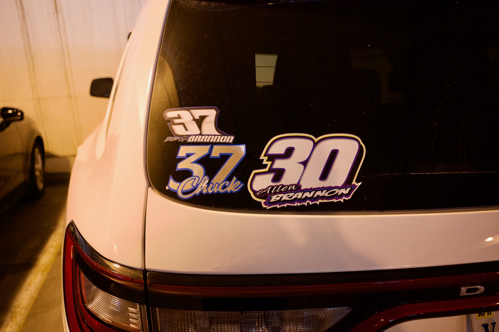 Stickers on a White Car