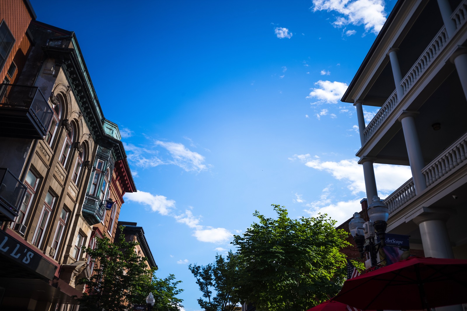 Urban Serenity Under Blue Skies