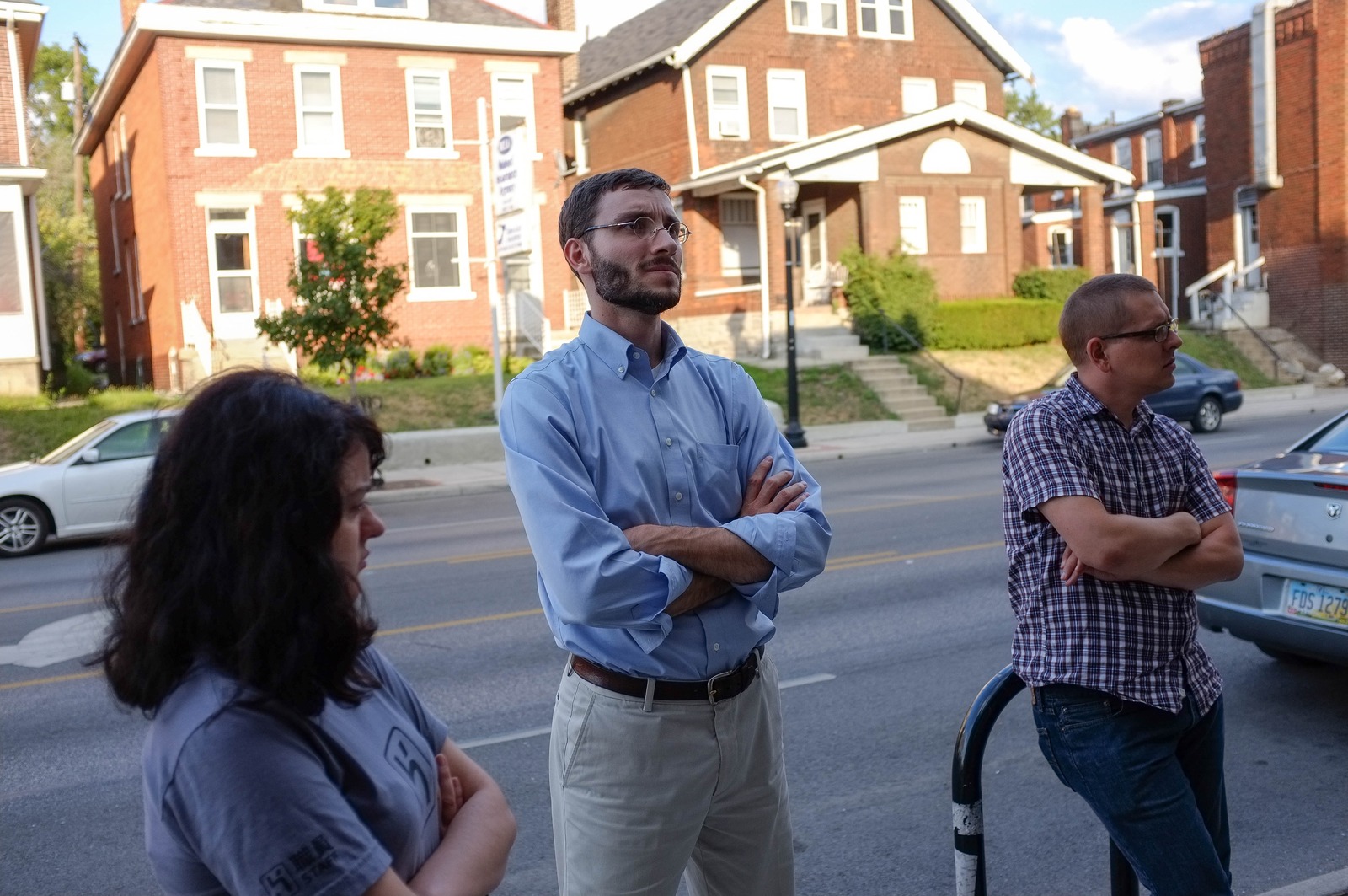 Pensive Crowd on a Street