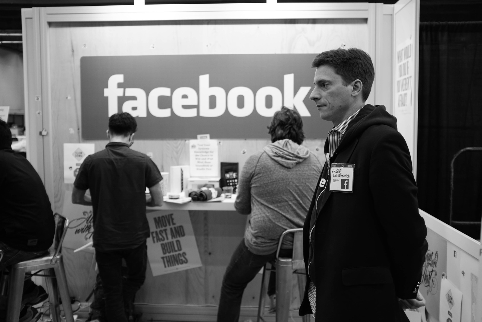 Waiting at the Facebook Booth