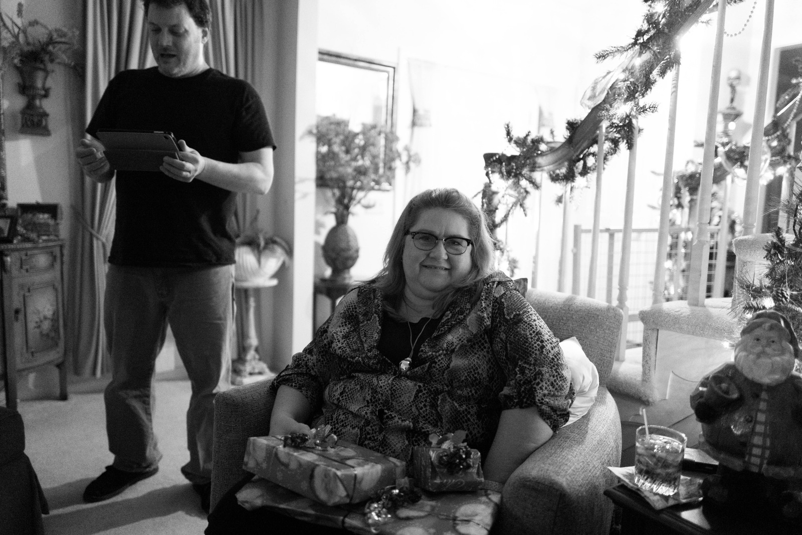 Holiday Gathering in Black and White