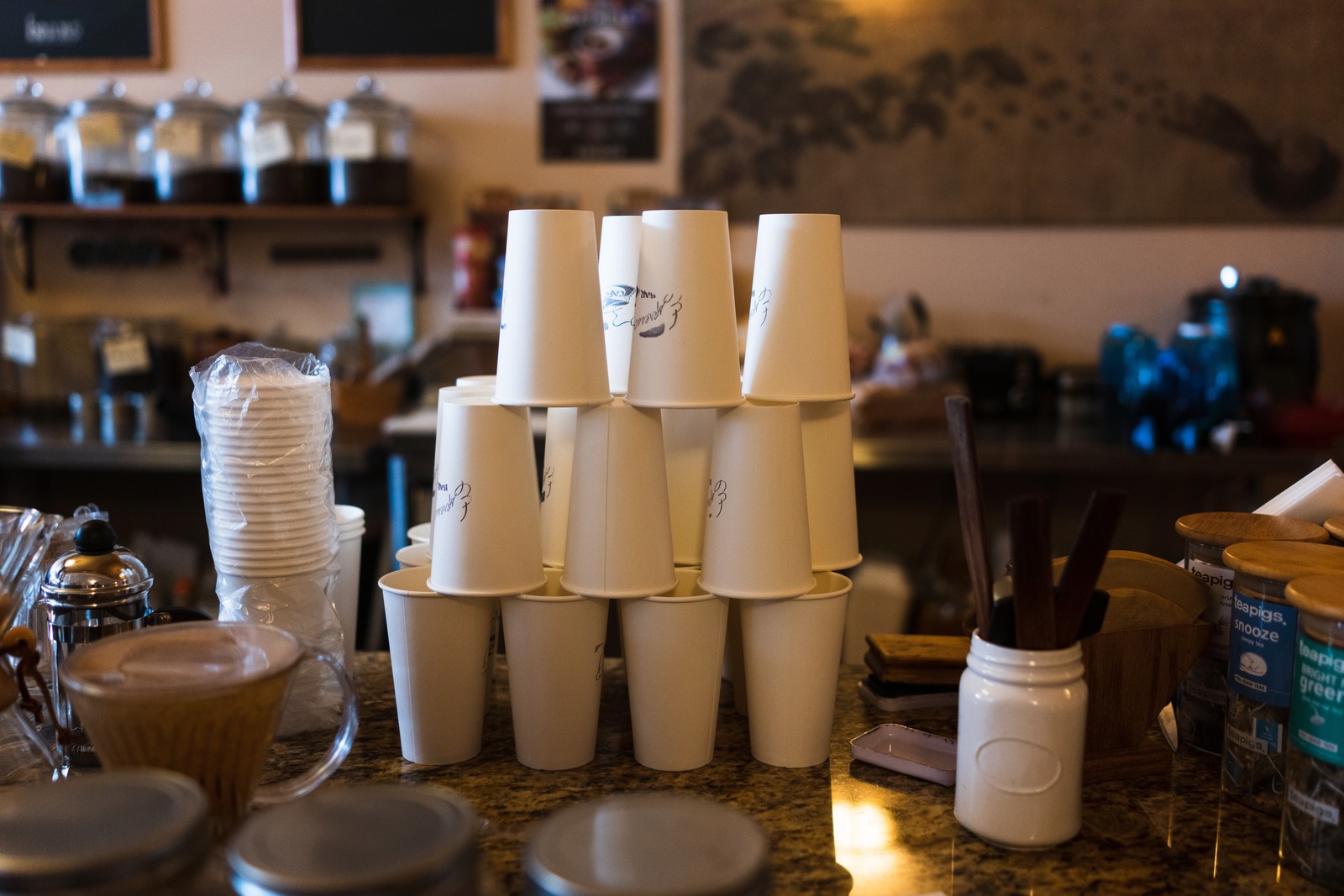 Cups in Cozy Café