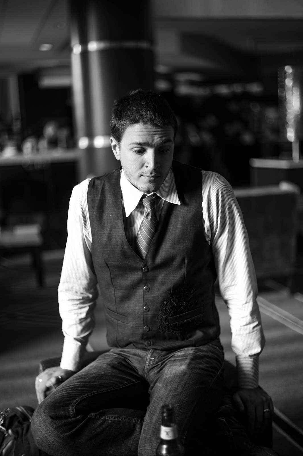 Pensive Moment in Black and White