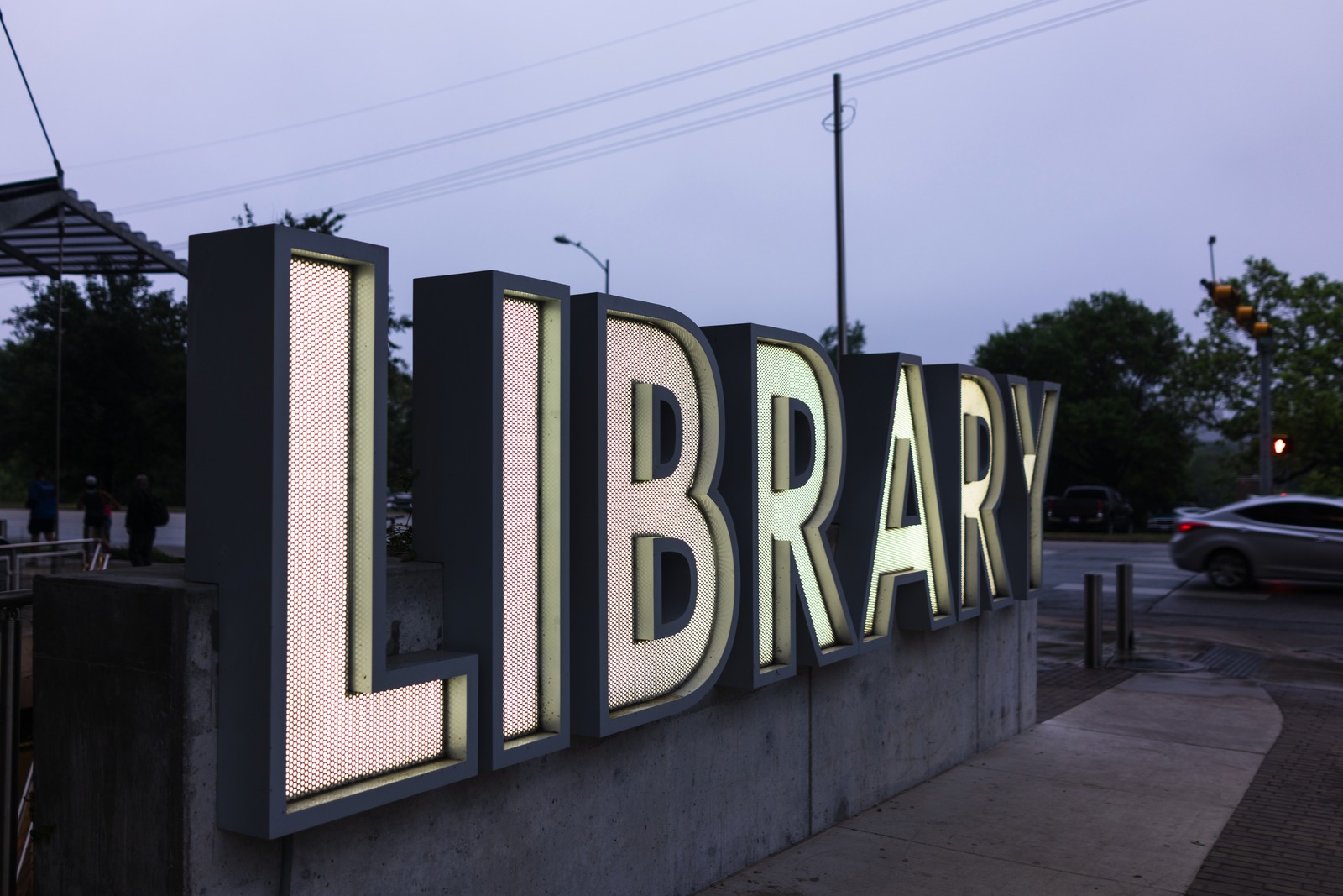 Illuminated Library Sign