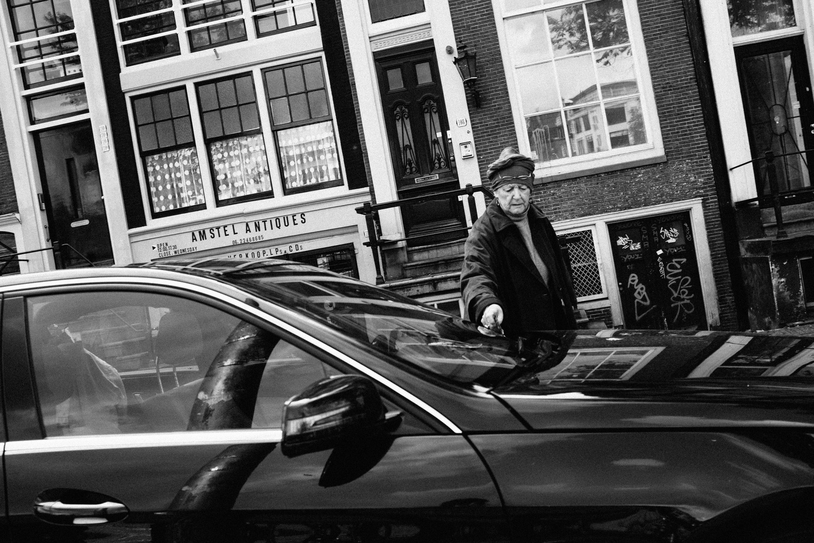 Urban Encounter in Black and White