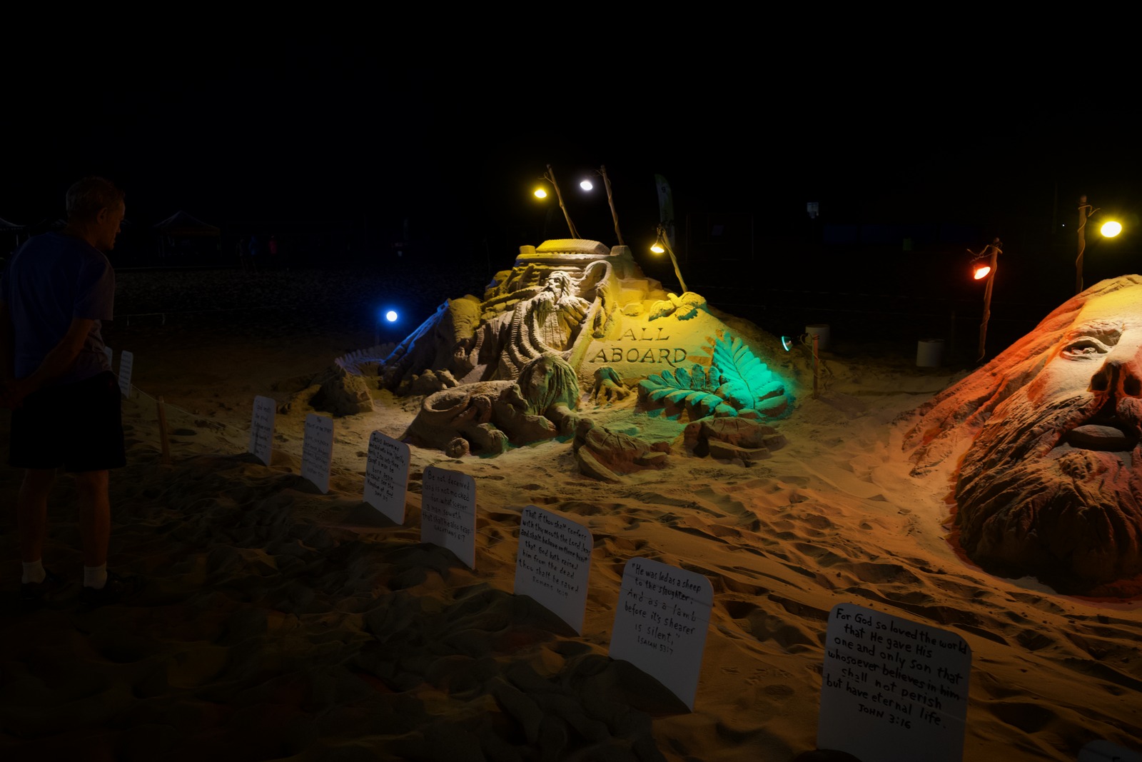 Illuminated Sand Art at Night
