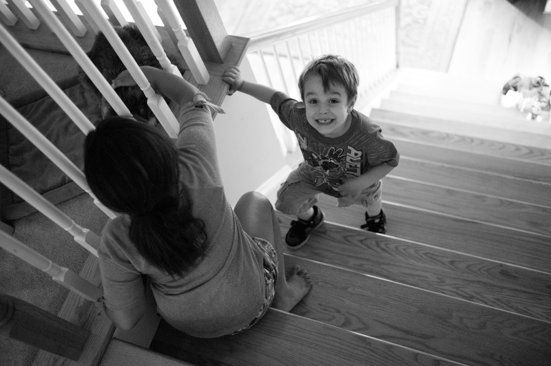Joyful Moments on the Stairs