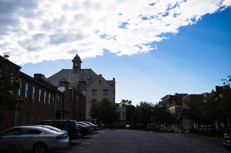 Quiet Town Under Cloudy Skies